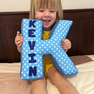Custom letter pillow with name, personalized soft plush letter for kids, nursery decor, baby shower gift, handmade name cushion, pillows