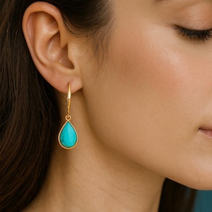 Orecchini A Goccia Retrò Oro E Turchese - Stile Boho Con Strass Sfaccettati