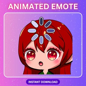 ANIMATED emote for twitch & discord - Vampire Girl Red Hair Loading Confused Cute Chibi Anime &lt;3