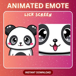 ANIMATED Panda Lick Screen Tongue Emote Twitch - Cute Anime Chibi Discord Sticker, Kick Emoji for Streamer Youtube