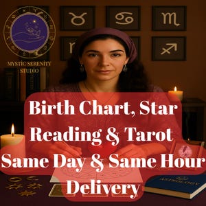 Carta Astral, Lectura de Estrellas y Tarot: Entrega a la misma hora y el mismo día / Percepción psíquica completa / Orientación energética personalizada