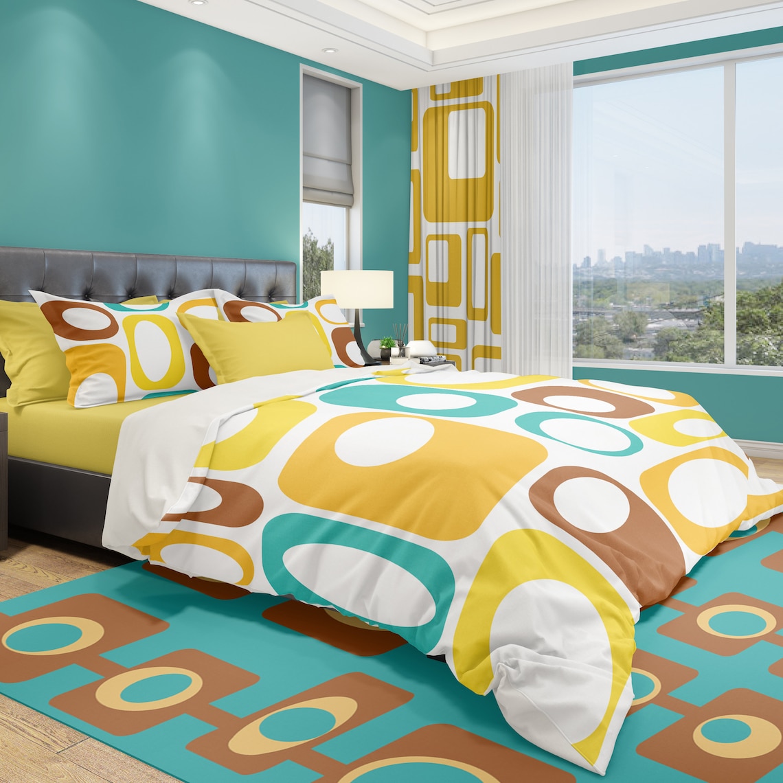 Mid Century Modern Bedding Set Retro Duvet Cover Modern Duvet Etsy