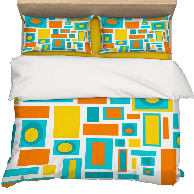 Retro Bedding Set Mid Century Modern Modern Duvet Cover Etsy