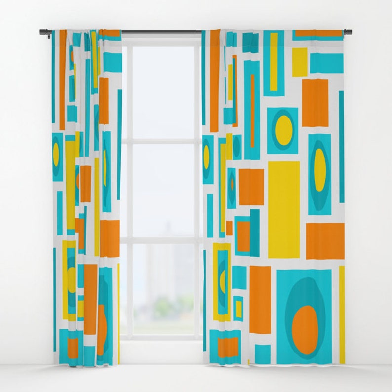 Retro Curtain Panels Mid Century Modern Modern Curtain Panel Etsy
