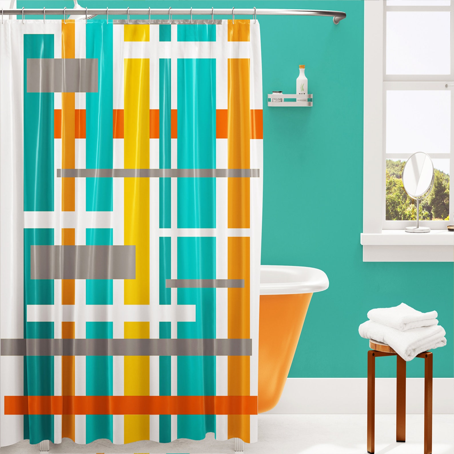 Mid Century Modern Shower Curtain Print Shower Curtain Mid Etsy