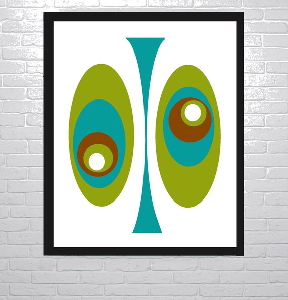 Turquoise Wall Art Poster Home Decor Mid Century Modern Image 0