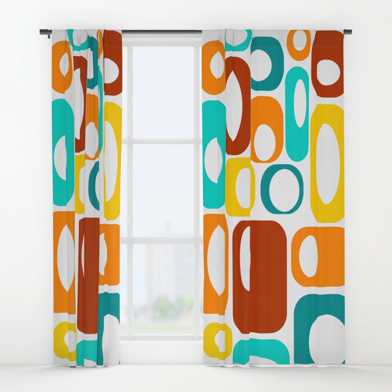 Retro Curtain Panels Modern Curtains Retro Curtains Retro Drapery Panels Retro Window Curtains Mod Drapery Panels Mid Century Curtains
