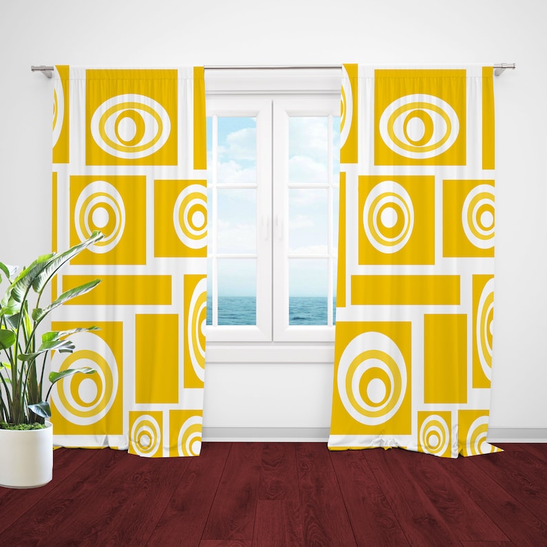 Mid Century Modern Curtains Retro Curtain Panels Modern Drapery Panels Retro Window Curtains Mid Century Curtains