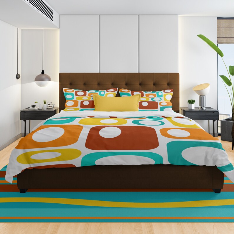 Mid Century Modern Bedding Set Retro Duvet Cover Modern Duvet Etsy