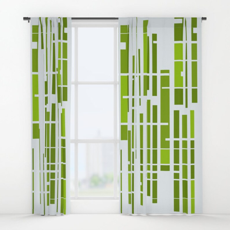 Mid Century Modern Curtains Retro Curtain Panels Modern Etsy