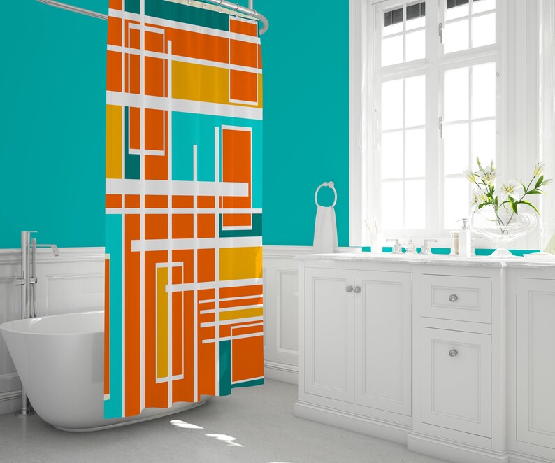 Mid Century Moderne Dusche Vorhang Mid Century Modern Print | Etsy