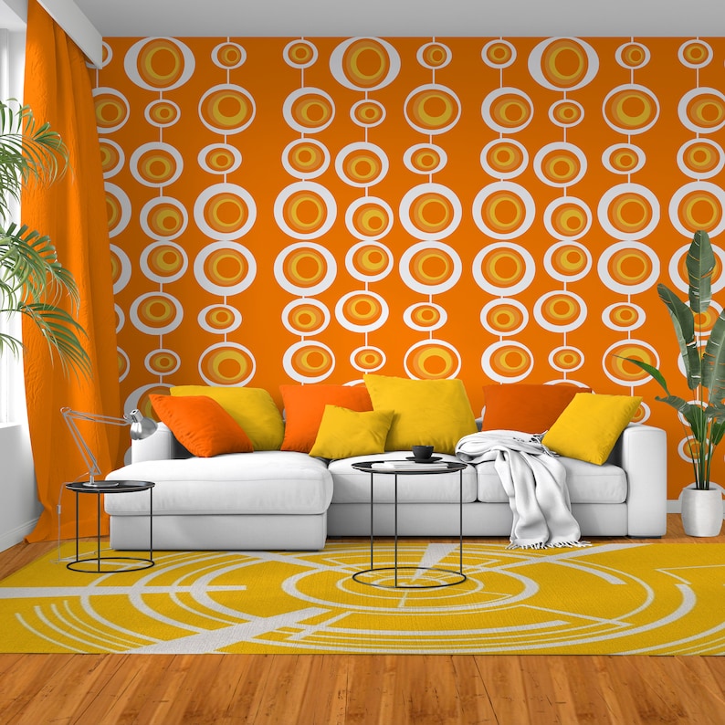 Mid Century Modern Wallpaper Modern Wallpaper Retro Etsy