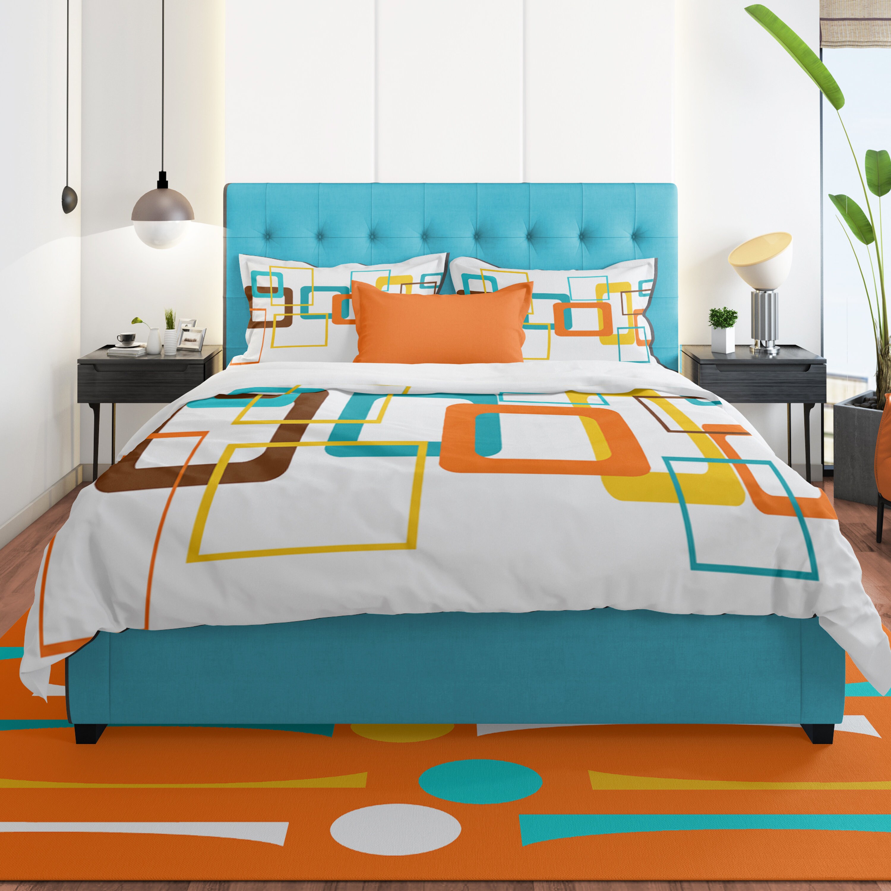 Mid Century Modern Bedding Set Retro Duvet Cover Modern Duvet Etsy