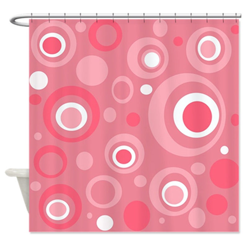 Mid Century Modern Print Shower Curtain Shower Curtain Pink Etsy