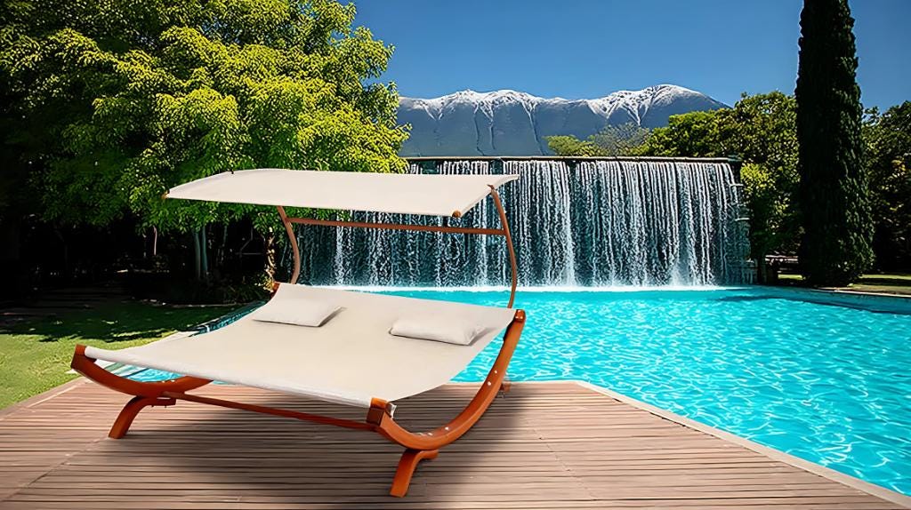 85.75"L x 81.5"W  Garden Hammock-Style Lounge Chair with Adjustable Canopy | Outdoor Hammock | Two places