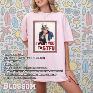 Uncle Sam STFU Parody Shirt: Edgy Americana Graphic Tee