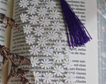 Marcapáginas acrílico con margaritas | Transparente | Floral | Divertido | Marcapáginas con borla | Regalo para amantes de la lectura