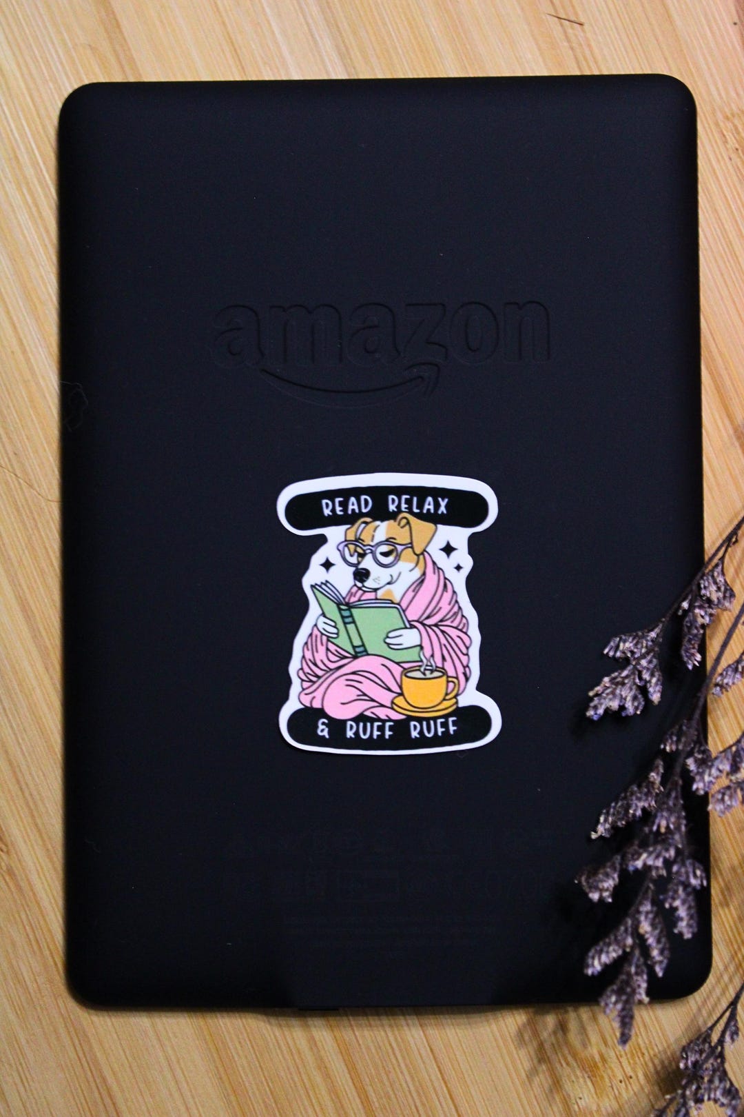 Feef Ruff Stickers Dog Stickers • Read, Relax & Ruff Ruff Stickers • Reading Dog With Tea ...