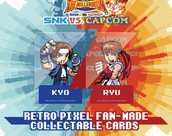 SNK vs Capcom Acrylic Cards, 38 Retro Pixel Art Fighters, Fan-Made Gamer Gift