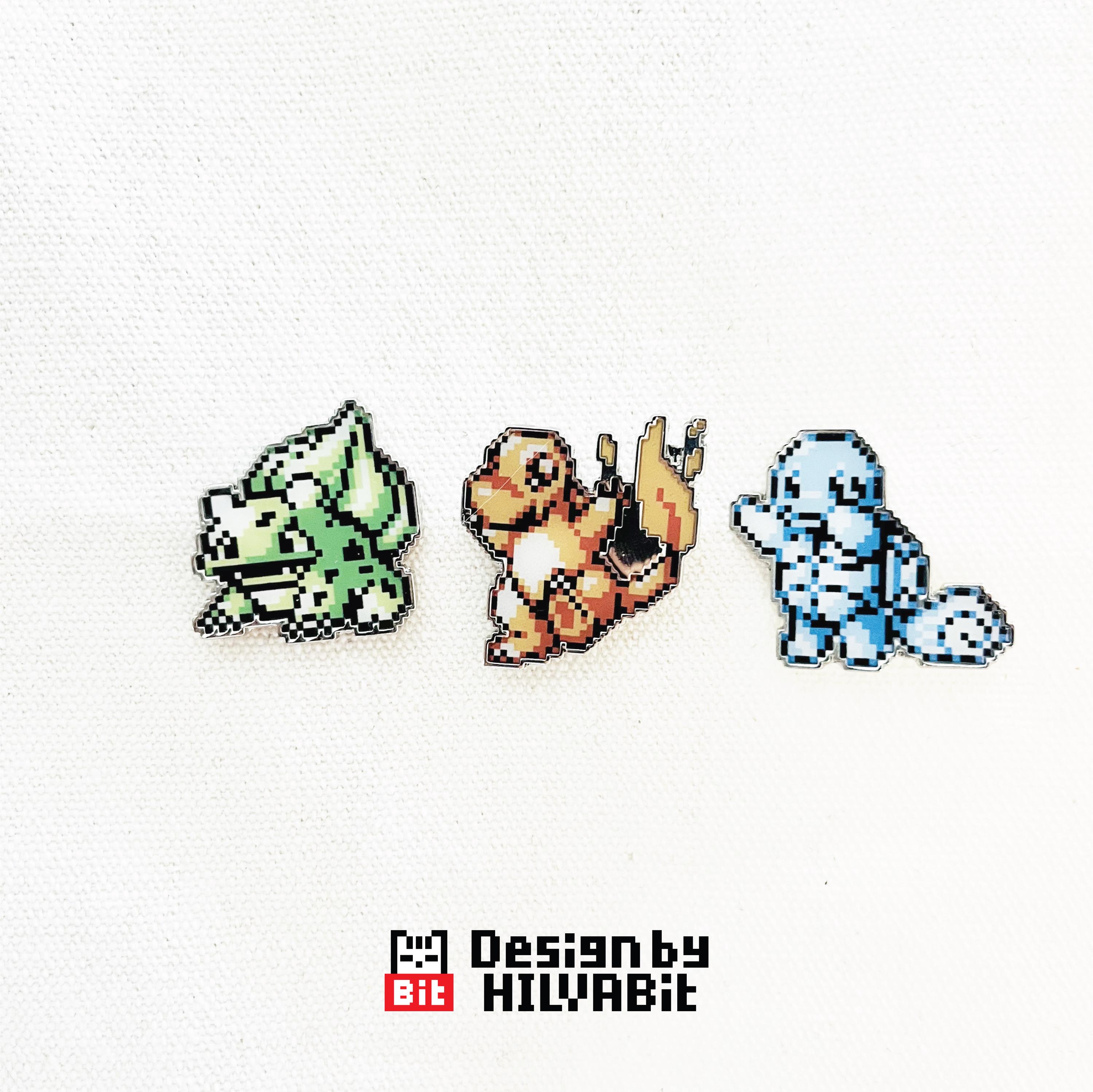 ピクセルポケモン スターターピンズ – 8ビット フシギダネ、ヒトカゲ