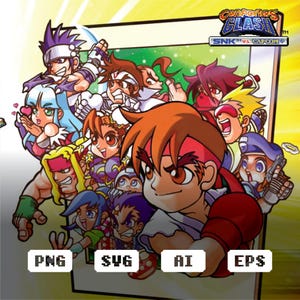 May include: A colorful illustration featuring multiple anime-style characters. The image includes the text "Card Fighters Clash" and "SNK vs. Capcom". The bottom of the image has the text "PNG", "SVG", "AI", and "EPS".