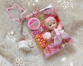 Authentic Sonny Angel Trinket Pouch | Miniature Japanese Snack Charm Keychain Keyring | Kawaii Toy Gashapon | Cherry Blossom | Heisei Retro