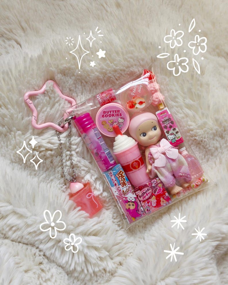 Äkta Sonny Angel Peach prydnadspåse | Miniatyr japansk nyckelring | Kawaii leksaksgashapon snackspåseberlock | Återvunnet bild 1