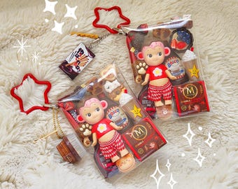 Authentic Sonny Angel Monkey Trinket Pouch | Miniature Japanese Keychain Keyring | Kawaii Toy Gacha Gashapon Snack Bag Charm | Upcycled