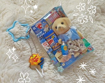 Sylvanian Calico Critters | Miniature Japanese Snack Charm Keychain Keyring | Kawaii Animal Toy Gacha Gashapon Bag Charm | Heisei Retro