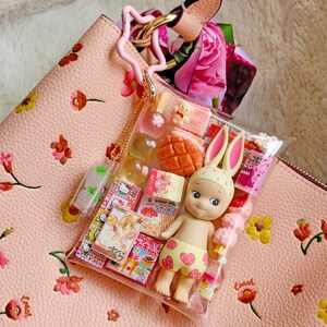 Authentic Sonny Angel Rabbit Trinket Pouch | Miniature Japanese Keychain Keyring | Kawaii Toy Gashapon Snack Bag Charm | Upcycled image 2