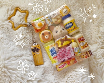 Sylvanian Calico Critters | Miniature Japanese Snack Charm Keychain Keyring | Kawaii Animal Toy Gacha Gashapon Bag Charm | Heisei Retro