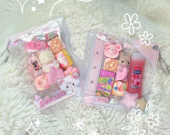 Sylvanian Calico Critters / Llavero con dije de snack japonés en miniatura / Llavero con dije de bolsa de juguete de animal Kawaii Gacha Gashapon / Retro Heisei