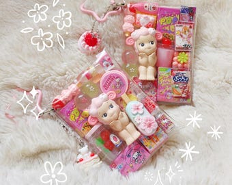 Authentic Sonny Angel Sheep Trinket Pouch | Miniature Japanese Keychain Keyring | Kawaii Toy Gacha Gashapon Snack Bag Charm | Upcycled
