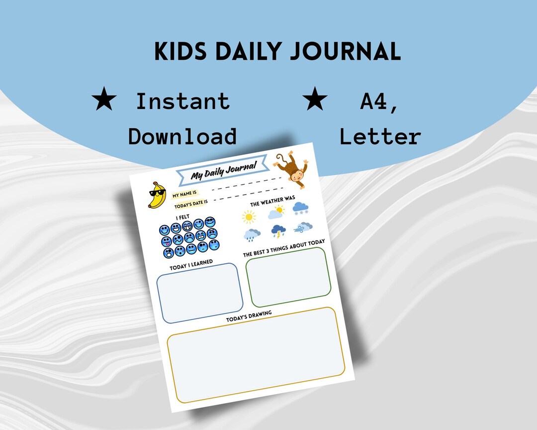 Kids Daily Journal Printable | Journal for Kids | Diary for Kids ...