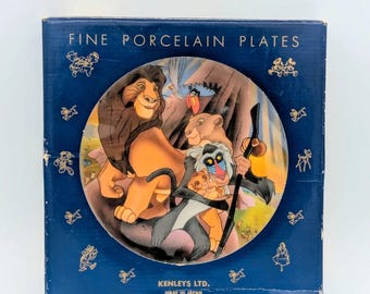Plato de porcelana vintage de El Rey León de los años 90, Disney Kenleys, Japón, artículo de colección.