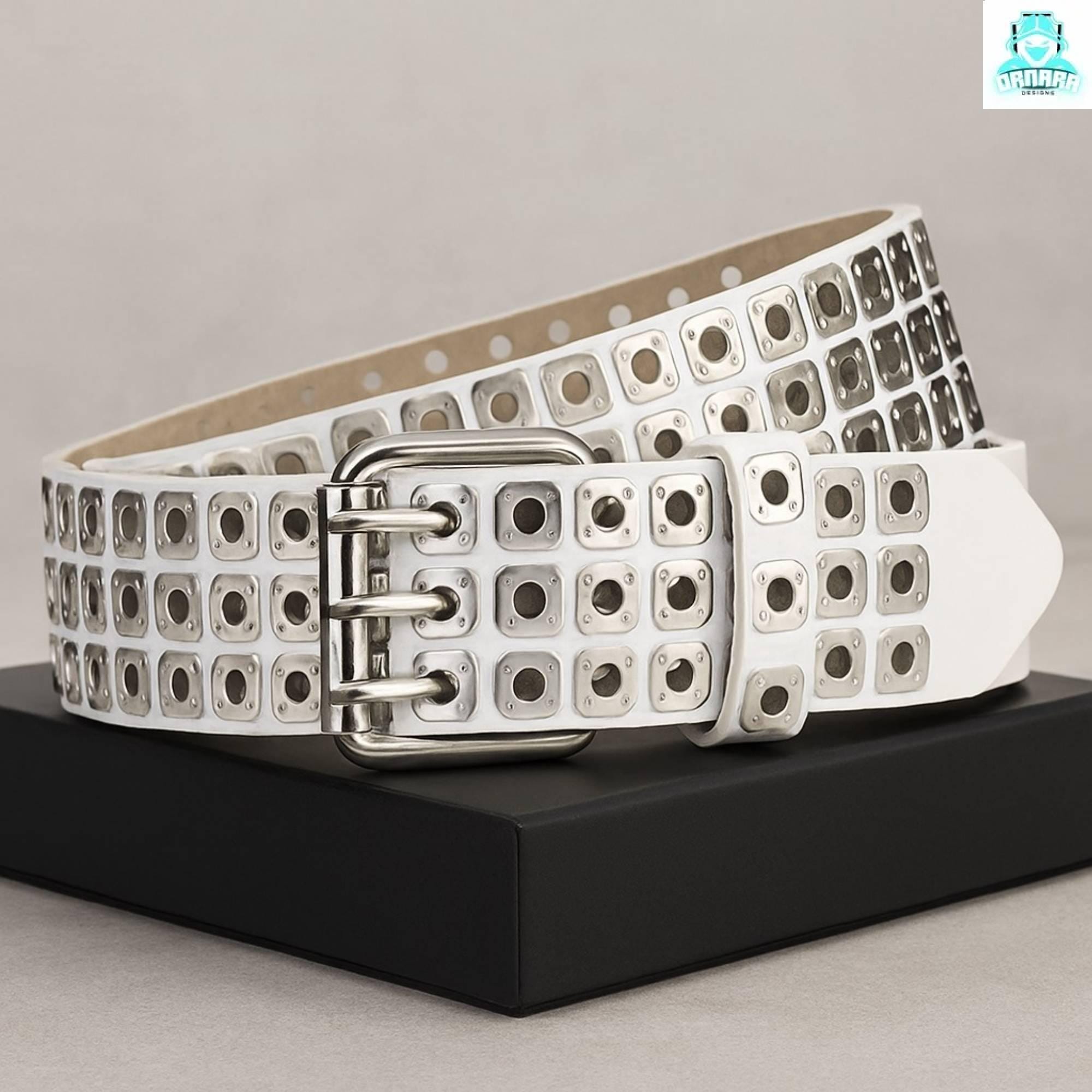 Double Prong White Leather Belt New Zealand