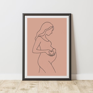 Pregnant Woman Silhouette Art: Expecting Mother Gift (PNG Digital Download, Canva Template Available)