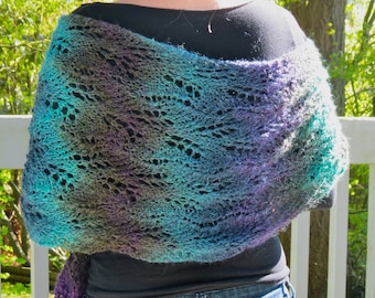 Marina Lace Wrap vibrant hand knit shawl scarf