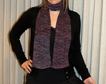 100% Merino Hand Knit Cathedral Lace Scarf- "Coal Seam"