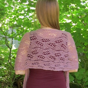 Dusty Rose bridal lace hand knit shawl wrap