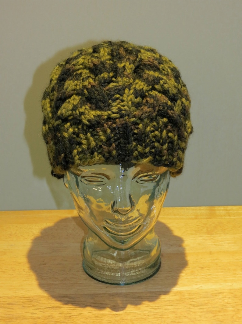 Hand Knit Cable Beanie Hat Jungle