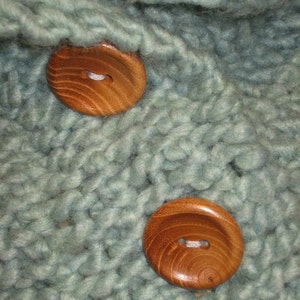 Hand Knit soft Capelet Neck Warmer wood buttons 'low tide' image 3