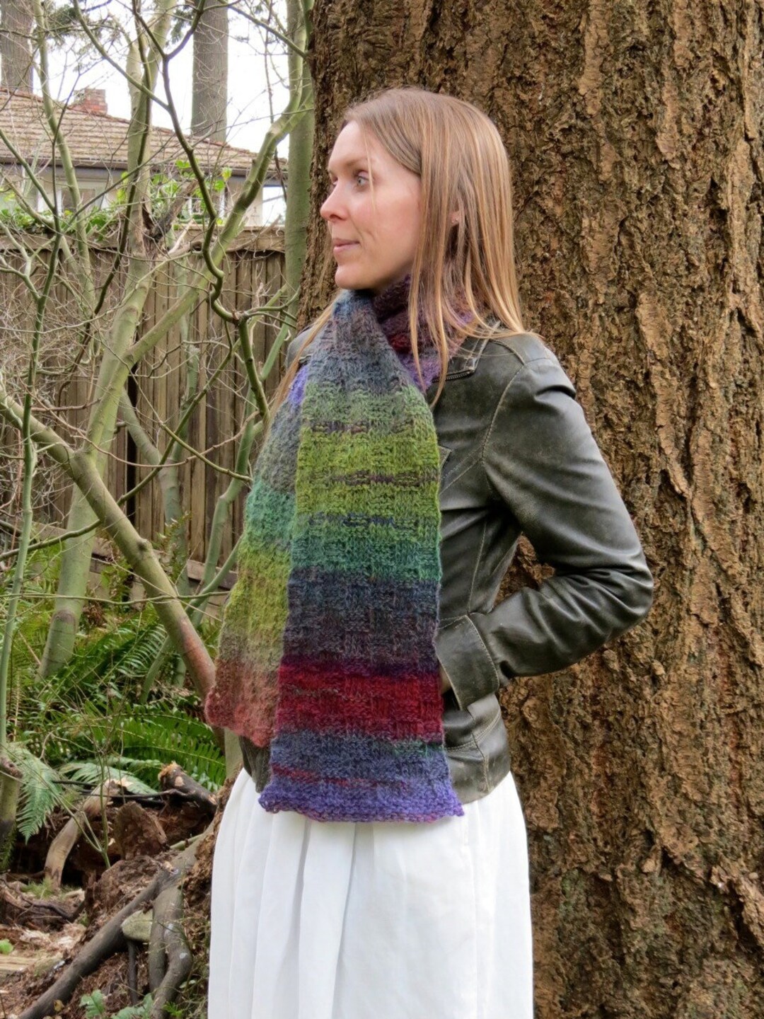 Wildflowers Hand Knit Wool Blend Multicolour Rainbow Unisex Scarf ...