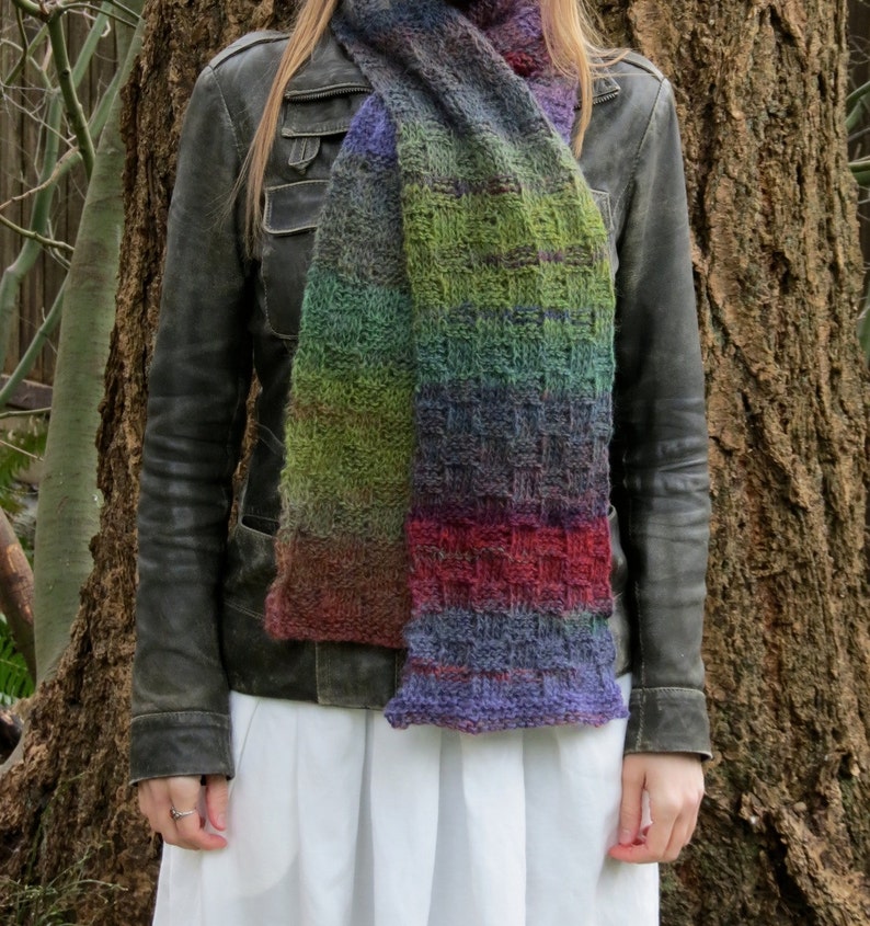 Wildflowers Hand Knit Wool Blend Multicolour Rainbow Unisex Scarf ...