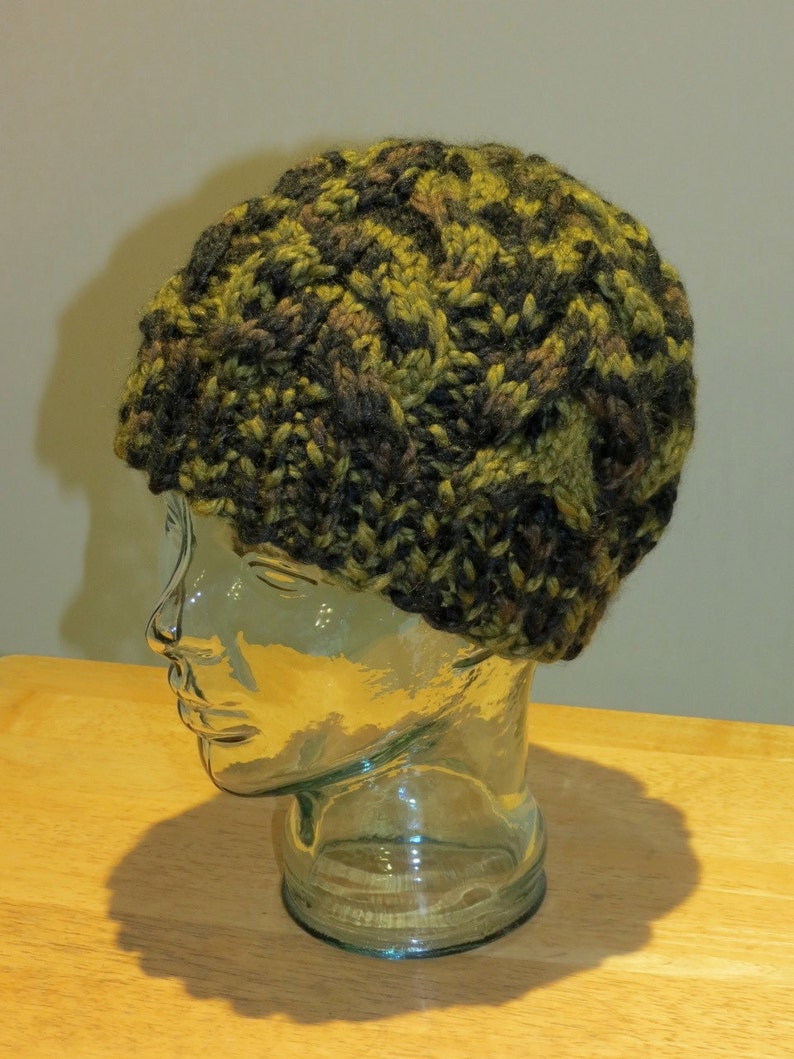 Hand Knit Cable Beanie Hat Jungle