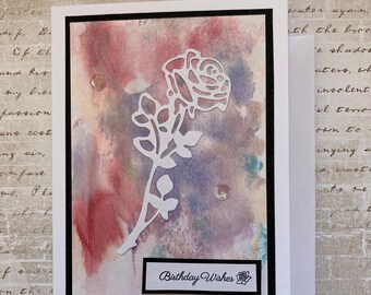 Rose Birthday Card / Original artwork /Floral birthday card