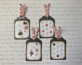 Gift tags / Pink Gift tags / Wrapping / Owl tags / Label / Gift Labels