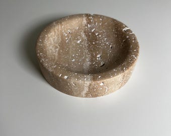 Handmade Travertine Trinket Dish – Sustainable Stone Jewelry Holder
