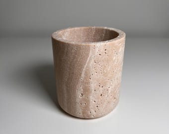 Handmade Travertine Stone Pot – Minimalist Home Storage
