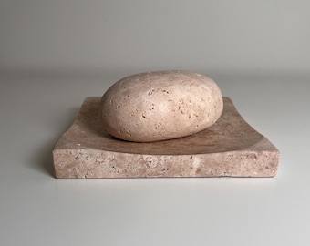 Handmade Travertine Napkin Holder – Minimalist Stone Table Decor
